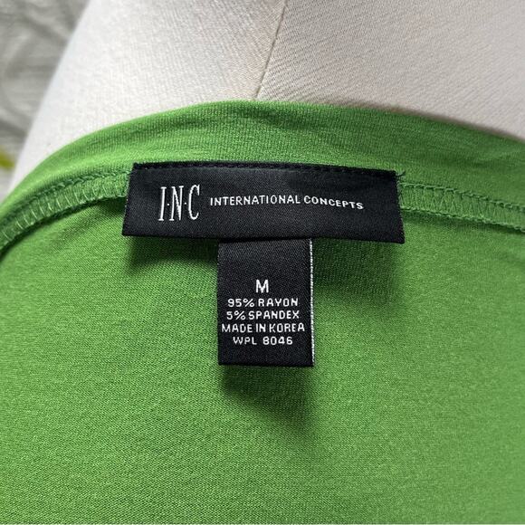 INC INTERNATIONAL CONCEPTS | Green Long Sleeve Boat Neck Tunic Top | Women's M - Picture 5 of 7